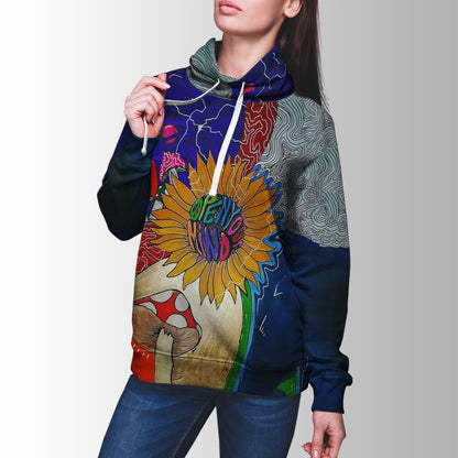Flower Mushrooms Hippie Hoodie-Apparel-HD09-Hoodie-S-Vibe Cosy™