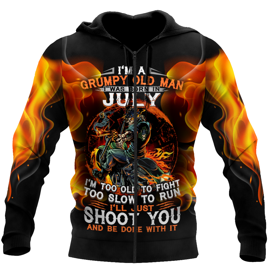 Old man with a gun MH2505201-Apparel-ML-Zipped Hoodie-S-Vibe Cosy™