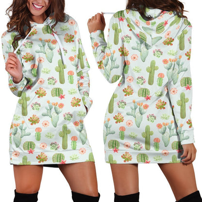 All Over Printing Cactus Hoodie Dress-Apparel-Phaethon-Hoodie Dress-S-Vibe Cosy™