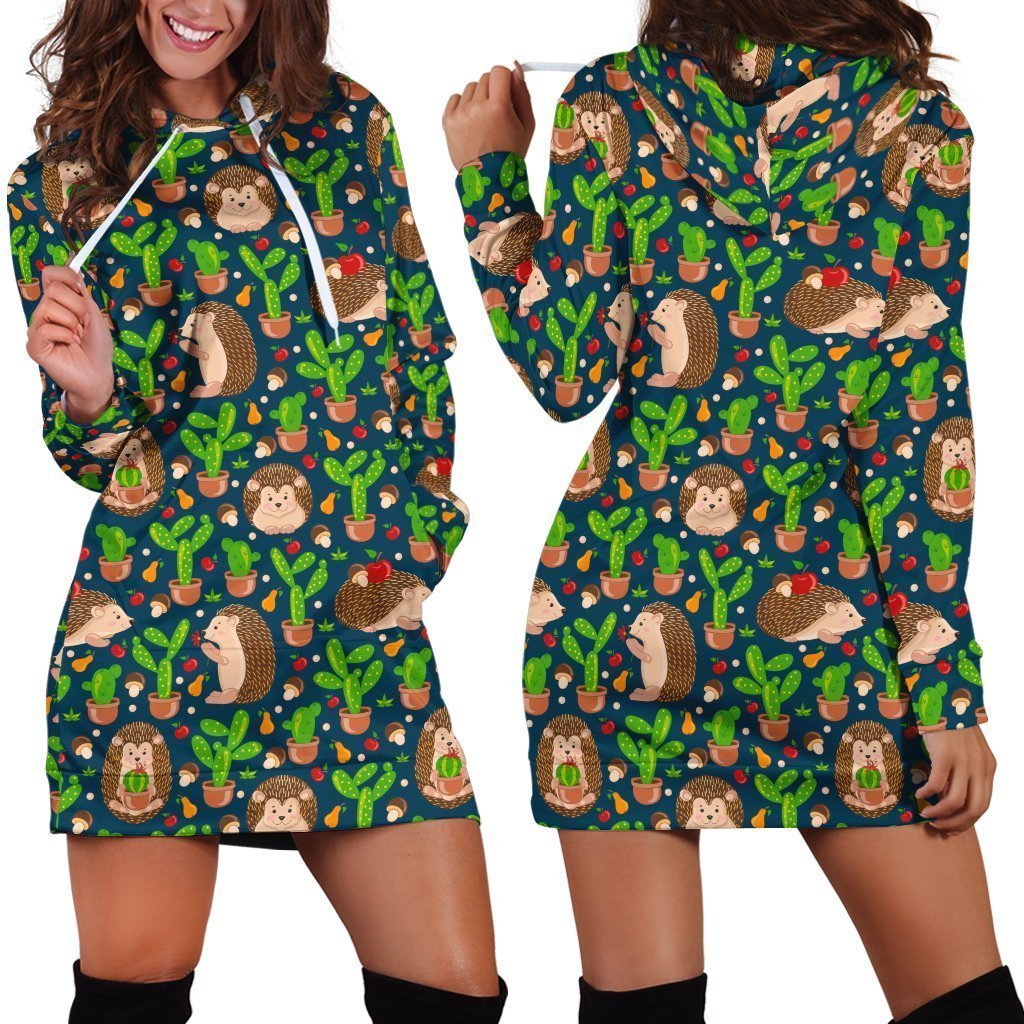 3D All Over Printing Scarlet Hedgehog And Cactus Hoodie Dress-Apparel-NTH-Hoodie Dress-S-Vibe Cosy™