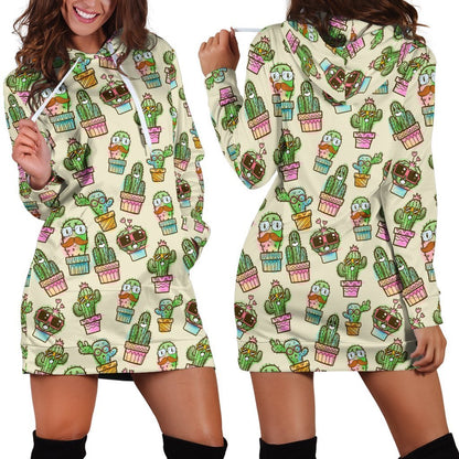 All Over Printing Cactus Funny Hoodie Dress-Apparel-Phaethon-Hoodie Dress-S-Vibe Cosy™