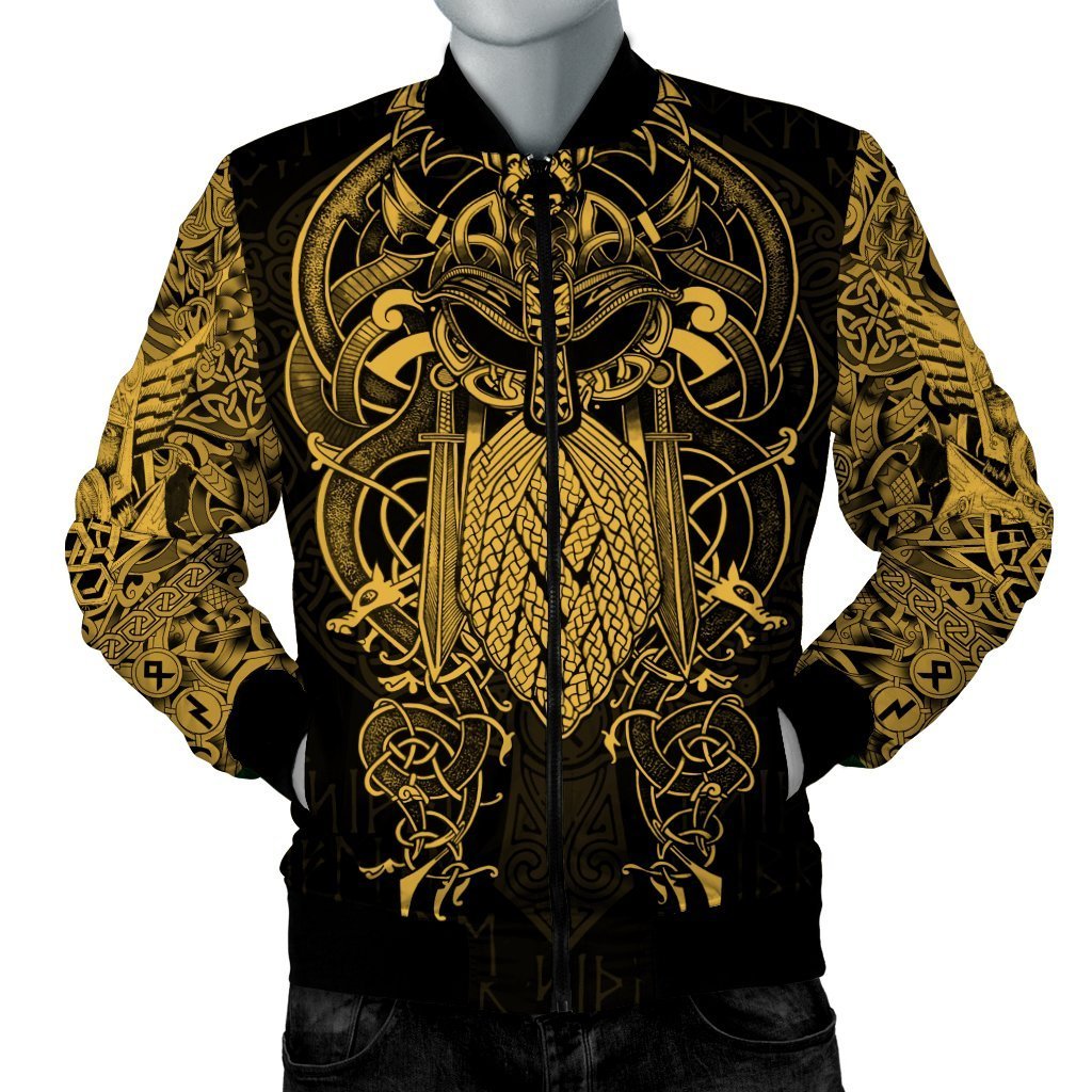 Vikings - The Raven Yellow of Odin Tattoo-Apparel-HP Arts-Bomber Jacket-S-Vibe Cosy™