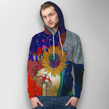 Flower Mushrooms Hippie Hoodie-Apparel-HD09-Zipped Hoodie-S-Vibe Cosy™