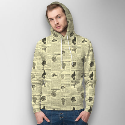 Newspaper Mushrooms Shirts-Apparel-NTH-Hoodie-S-Vibe Cosy™