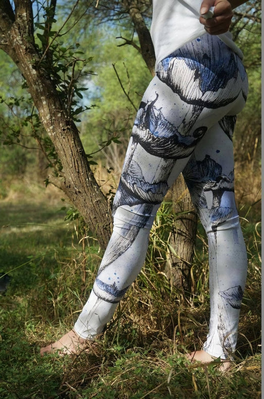 3D All Over Print Blue Mushroom drawings Legging-Apparel-NTH-Legging-S-Vibe Cosy™