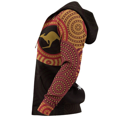 Australia In My Heart Aboriginal Tattoo Kangaroo Hoodie Yellow-Apparel-HD09-Hoodie-S-Vibe Cosy™