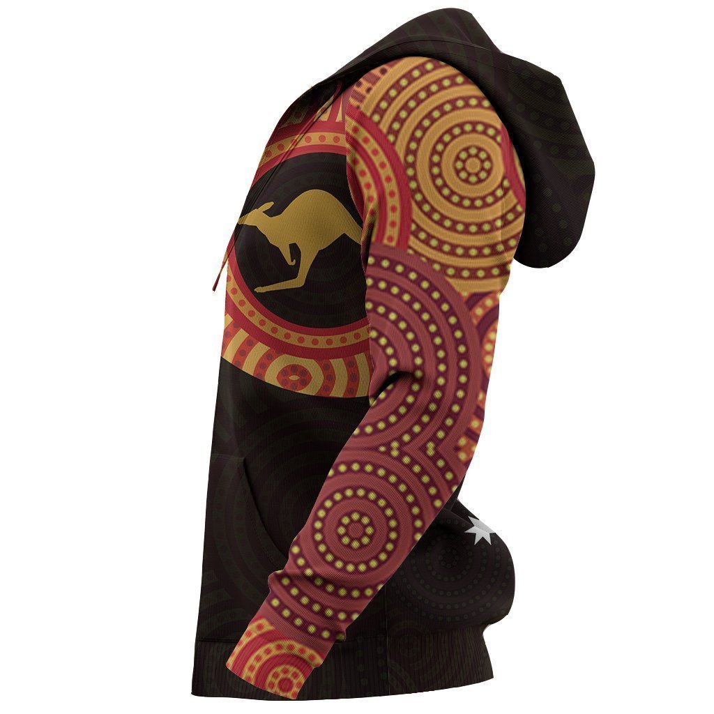 Australia In My Heart Aboriginal Tattoo Kangaroo Hoodie Yellow (No "Australia" words on back)-Apparel-PL8386-Hoodie-S-Vibe Cosy™