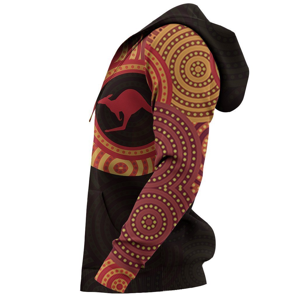 Australia In My Heart Aboriginal Tattoo Kangaroo Hoodie Red-Apparel-HD09-Hoodie-S-Vibe Cosy™