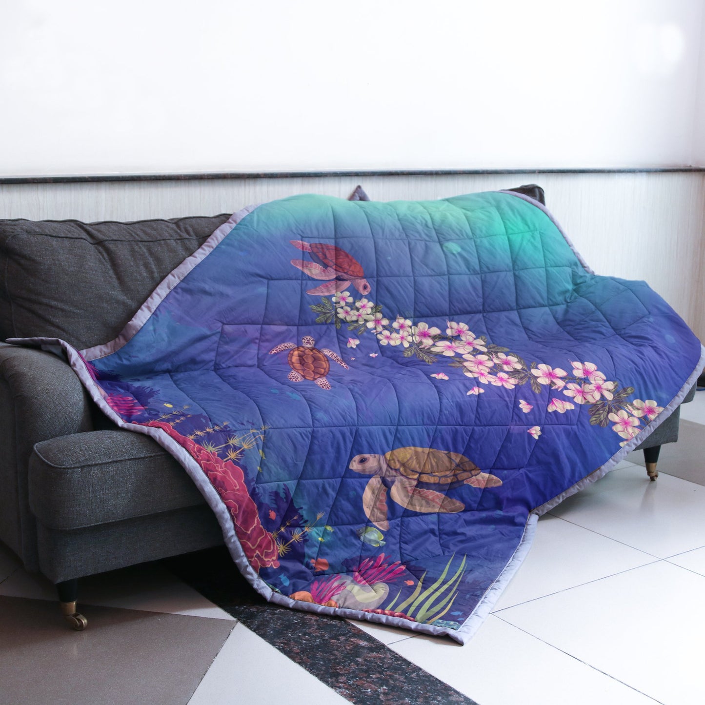 Galaxy Ocean Quilt Blanket - AH - J4-QUILT BLANKETS-PodEz-Twin-White-100% Cotton-Vibe Cosy™