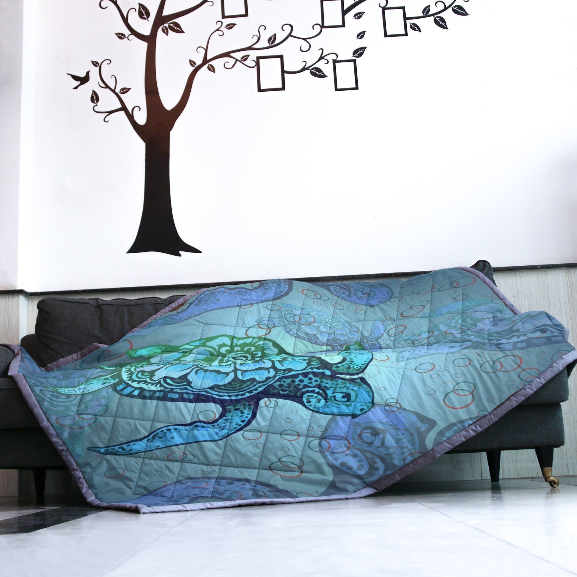 Hawaii Turtle Sea Quilt Blanket J9-QUILT BLANKETS-PodEz-Twin-Quilt Blanket-White-Vibe Cosy™