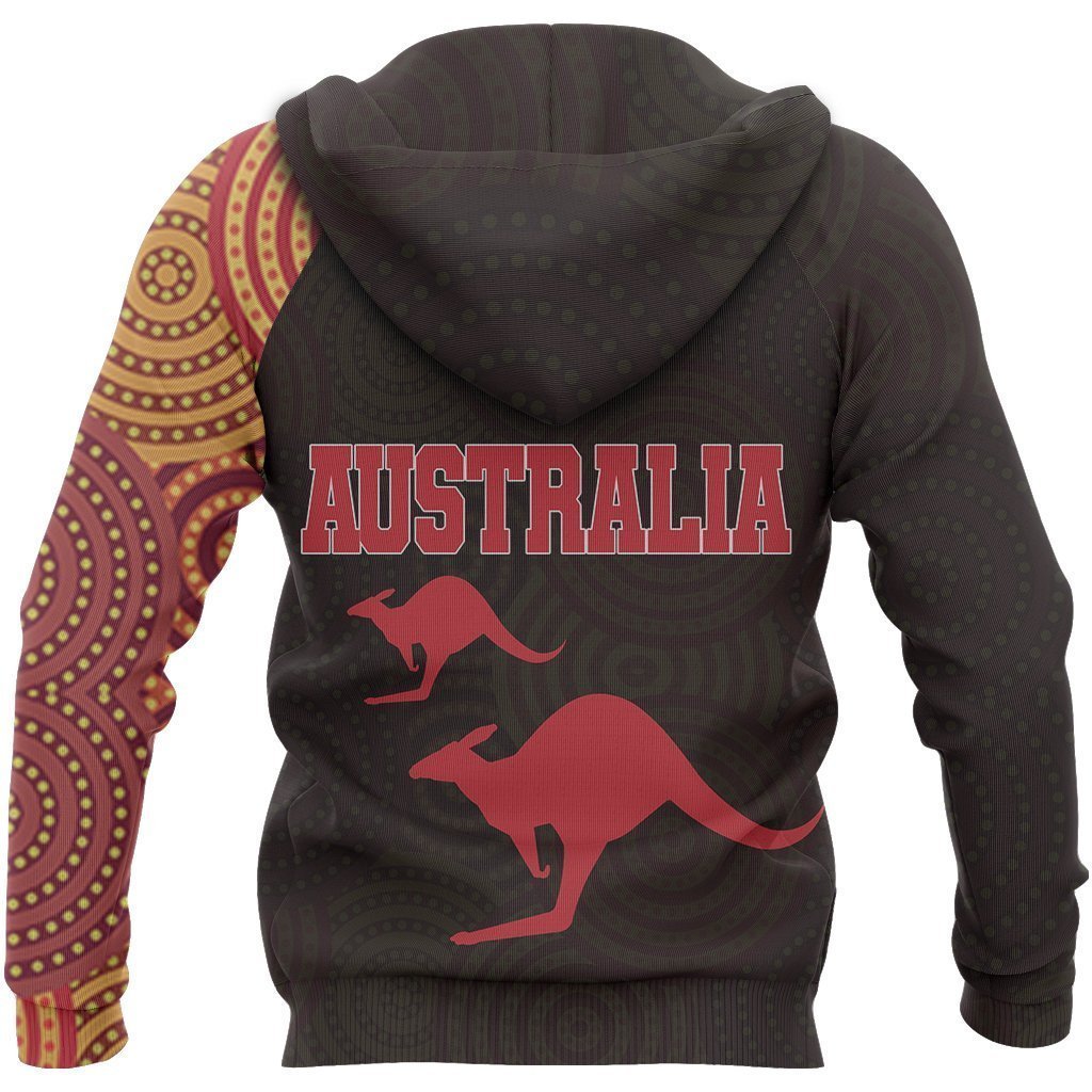 Australia In My Heart Aboriginal Tattoo Kangaroo Hoodie Red-Apparel-HD09-Hoodie-S-Vibe Cosy™