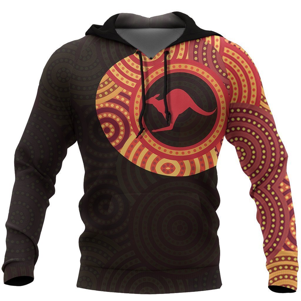 Australia In My Heart Aboriginal Tattoo Kangaroo Hoodie Red-Apparel-HD09-Hoodie-S-Vibe Cosy™