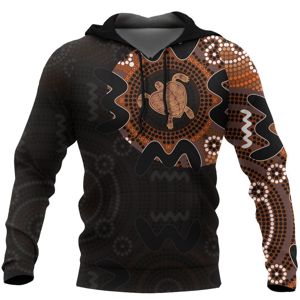 Australia In My Heart Aboriginal Tattoo Turtle-Apparel-HD09-Hoodie-S-Vibe Cosy™