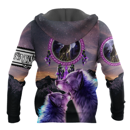 Love Wolf Native American 3D All Over Printed Unisex Shirts