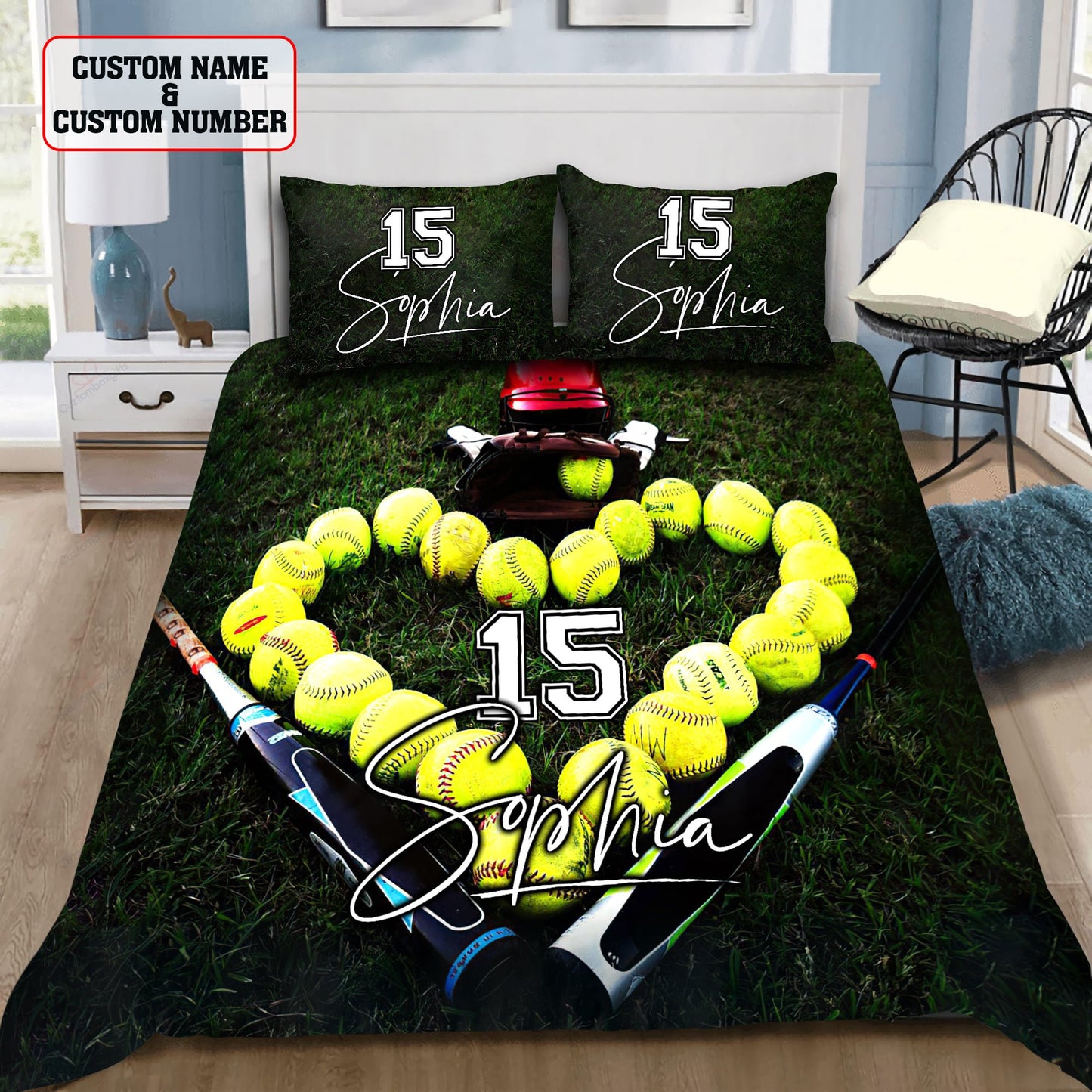 Softball custom bedding set AM092022