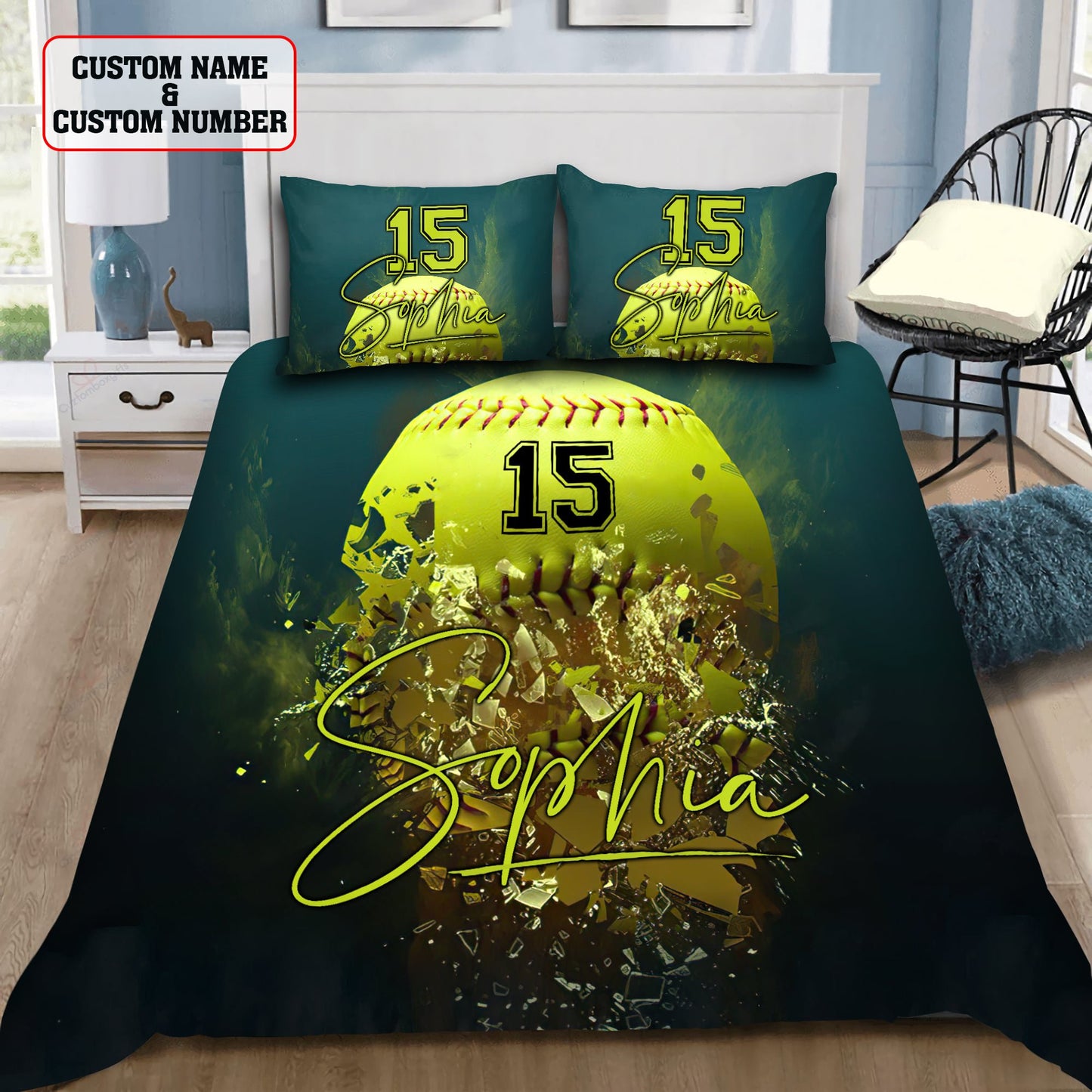 Softball custom bedding set AM092023