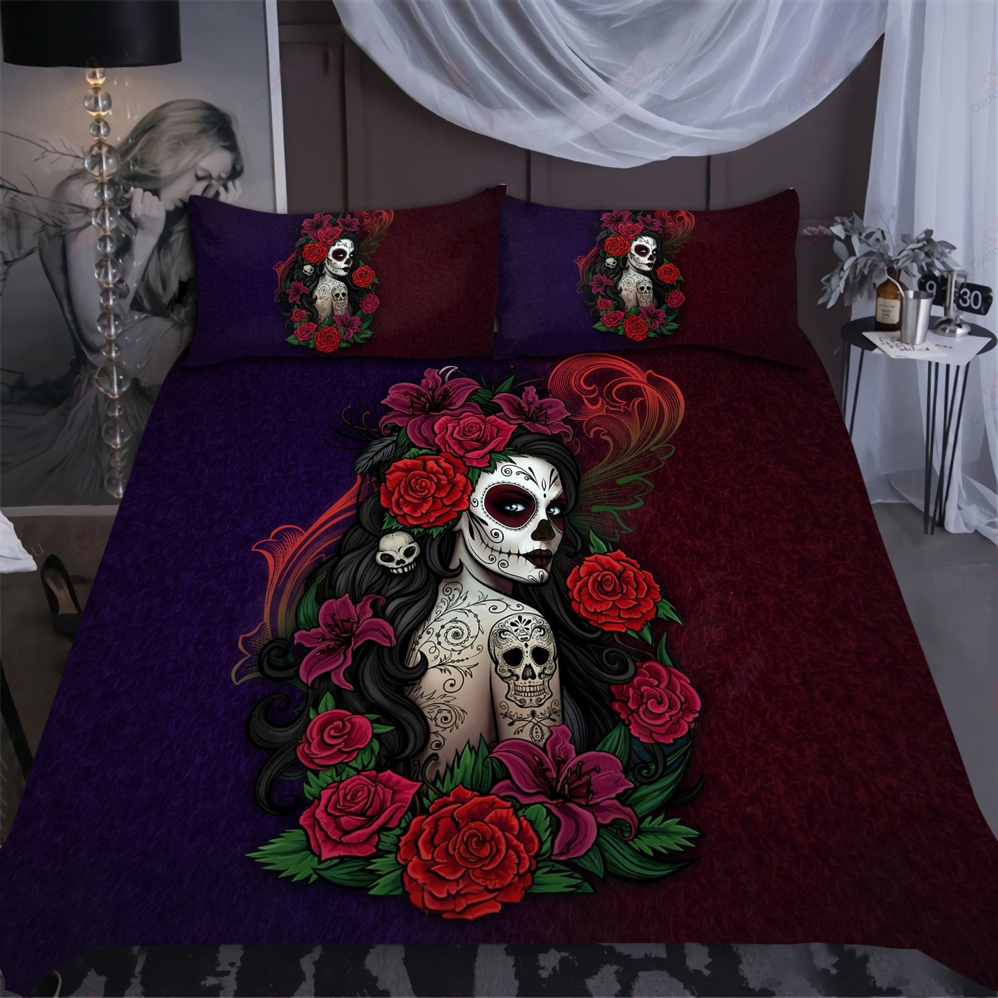 Sugar Skull Bedding Set QB06292004-Quilt-TA-Twin-Vibe Cosy™