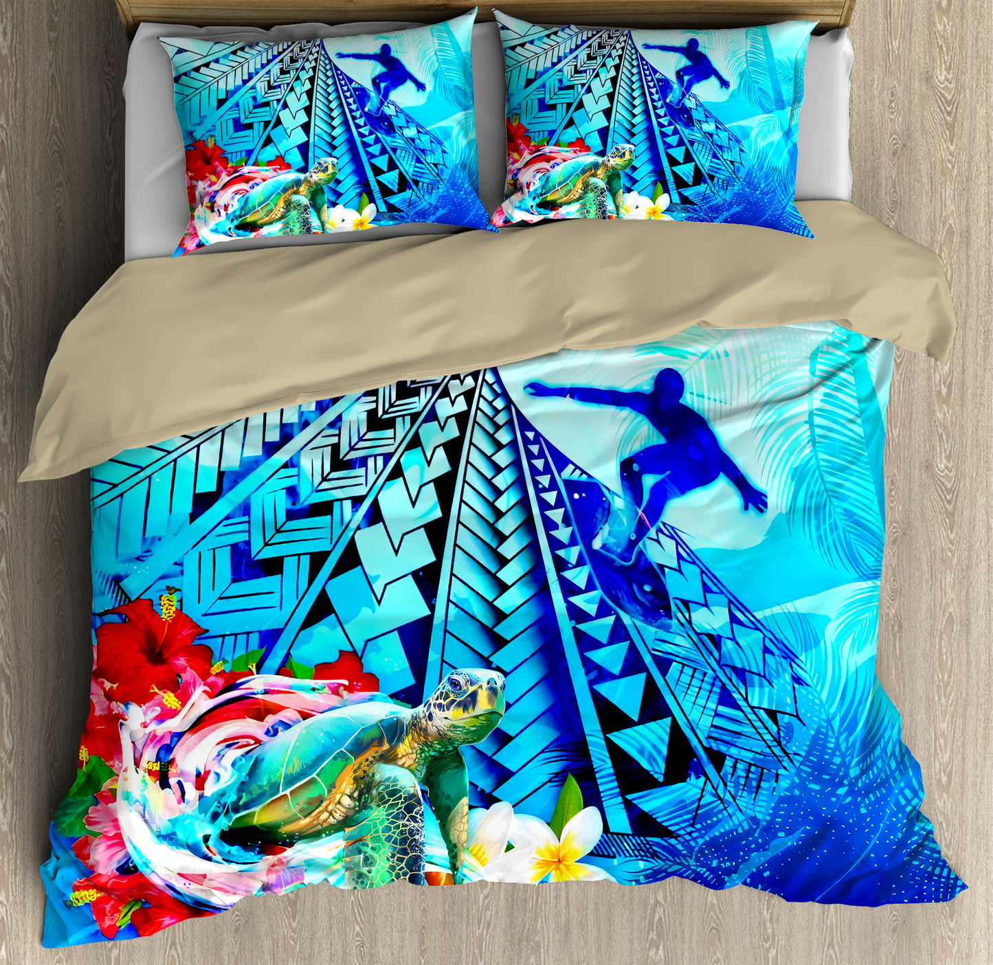 Poly Duvet Turtle Surfing Bedding Set-ML-ML-US Twin-Vibe Cosy™