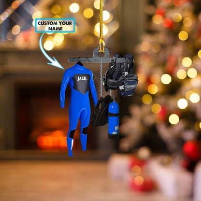 Custom Shaped Ornament Scuba Diver 333