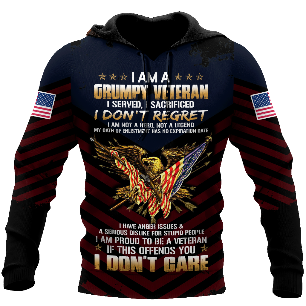 I am a Grumpy Veteran 3D all over printed shirts for men and women MH2005201-Apparel-Huyencass-Hoodie-S-Vibe Cosy™