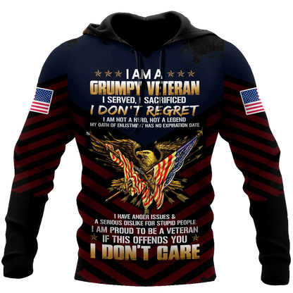 I am a Grumpy Veteran 3D all over printed shirts for men and women MH2005201-Apparel-Huyencass-Hoodie-S-Vibe Cosy™