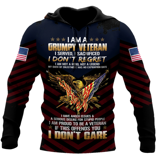 I am a Grumpy Veteran 3D all over printed shirts for men and women MH2005201-Apparel-Huyencass-Hoodie-S-Vibe Cosy™