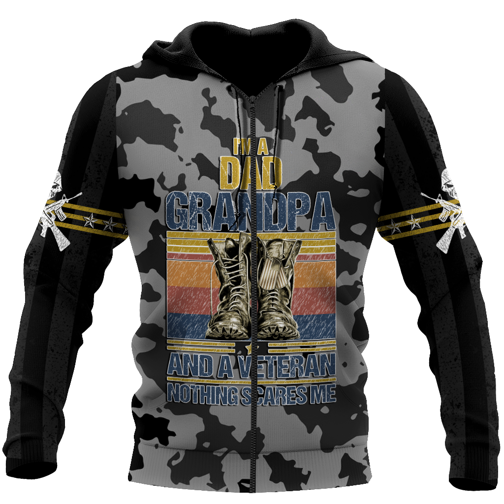 I'm a Dad Grandpa and a veteran 3d all over printed shirts for men and women MH190520-Apparel-Huyencass-Zipped Hoodie-S-Vibe Cosy™