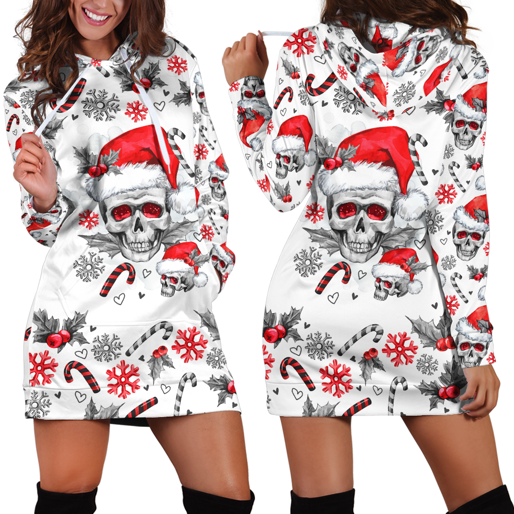 Christmas Skull Hoodie And Hoodie Dress Pi12092001