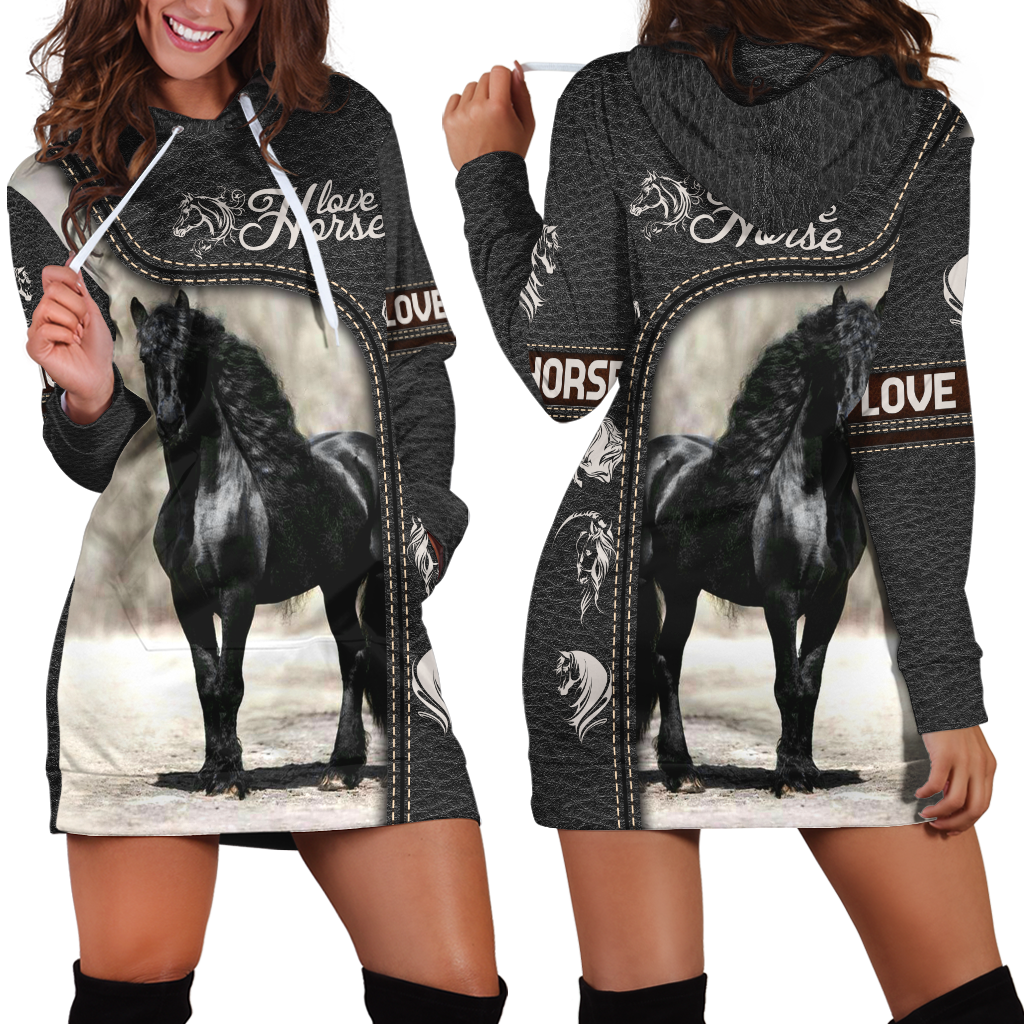 Love Horse 3D All Over Printed Hoodie Dress MP050401-Apparel-MP-Hoodie Dress-S-Vibe Cosy™