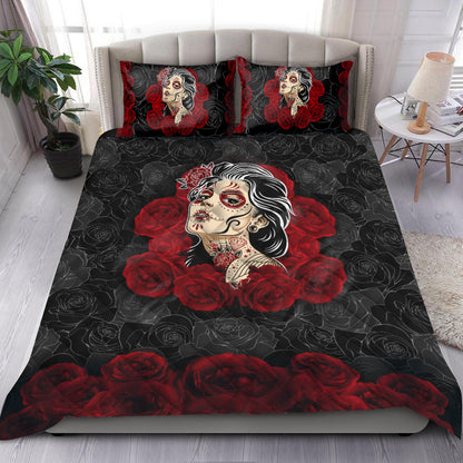 Quilt bedding set love skull QB05122001S PL-Bedding Set-PL8386-Twin-Vibe Cosy™