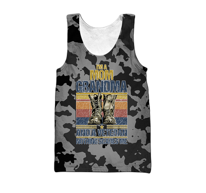 I'm a Mom Grandma and a veteran 3d all over printed shirts for men and women MH190520S-Apparel-Huyencass-Tank Top-S-Vibe Cosy™