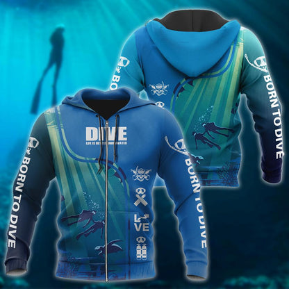 Scuba Diving 3D All Over Printed-ALL OVER PRINT HOODIES-HP Arts-Zipped Hoodie-S-Vibe Cosy™