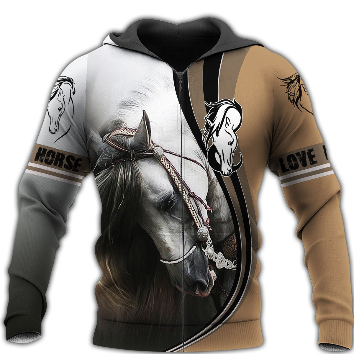 Love Horse 3D All Over Printed Shirts MP050402-Apparel-MP-Zipped Hoodie-S-Vibe Cosy™
