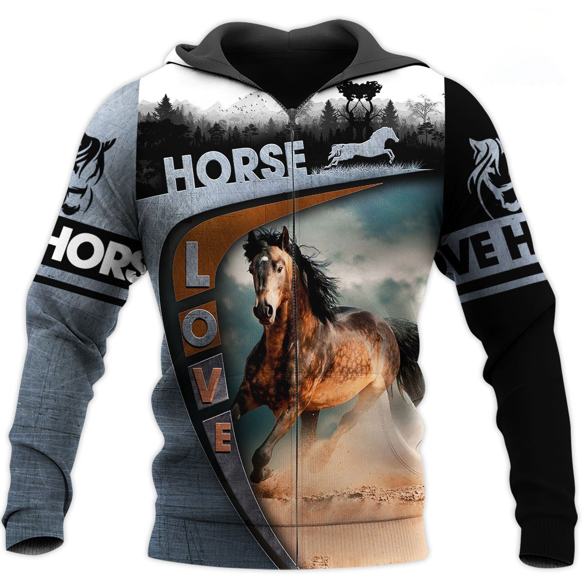Love Horse 3D All Over Printed Shirt Hoodie For Men And Women MP050404-Apparel-MP-Zipped Hoodie-S-Vibe Cosy™