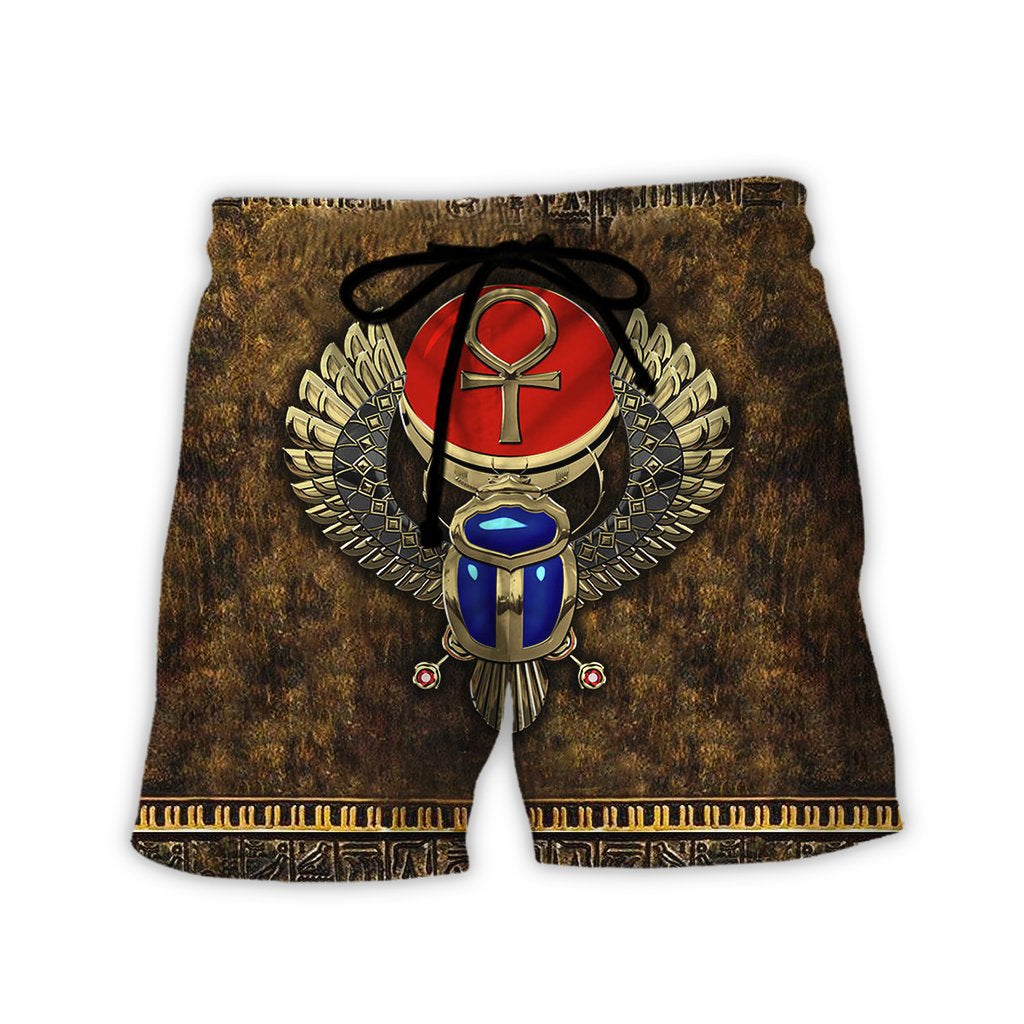 Ancient Egypt Winged Scarab With Ankh 3D All Over Printed Shirt Hoodie For Men And Women MP1003-Apparel-MP-Shorts-S-Vibe Cosy™