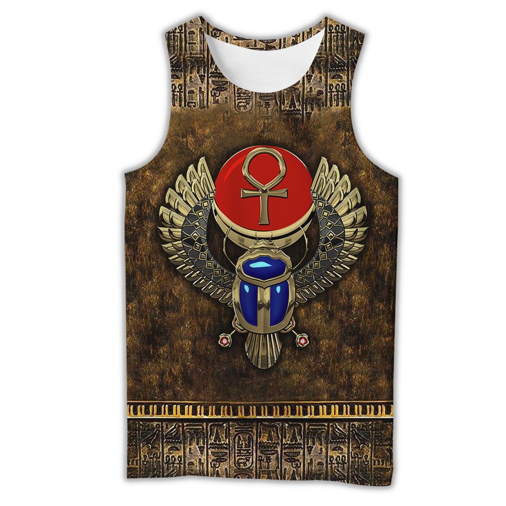 Ancient Egypt Winged Scarab With Ankh 3D All Over Printed Shirt Hoodie For Men And Women MP1003-Apparel-MP-Tank Top-S-Vibe Cosy™