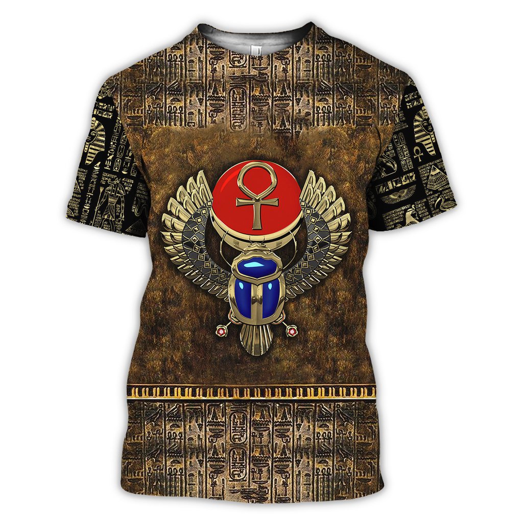 Ancient Egypt Winged Scarab With Ankh 3D All Over Printed Shirt Hoodie For Men And Women MP1003-Apparel-MP-T-Shirt-S-Vibe Cosy™