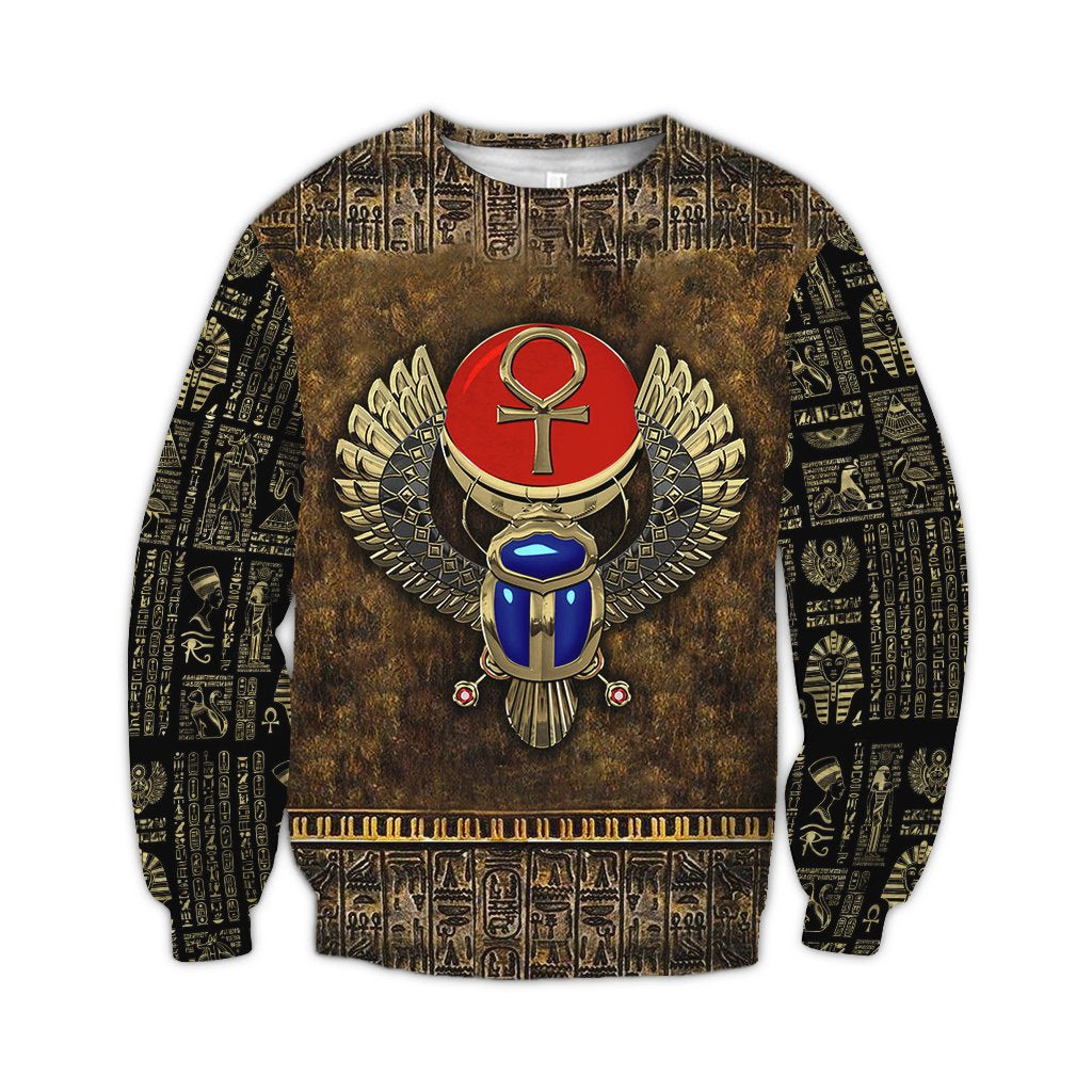 Ancient Egypt Winged Scarab With Ankh 3D All Over Printed Shirt Hoodie For Men And Women MP1003-Apparel-MP-Sweatshirts-S-Vibe Cosy™