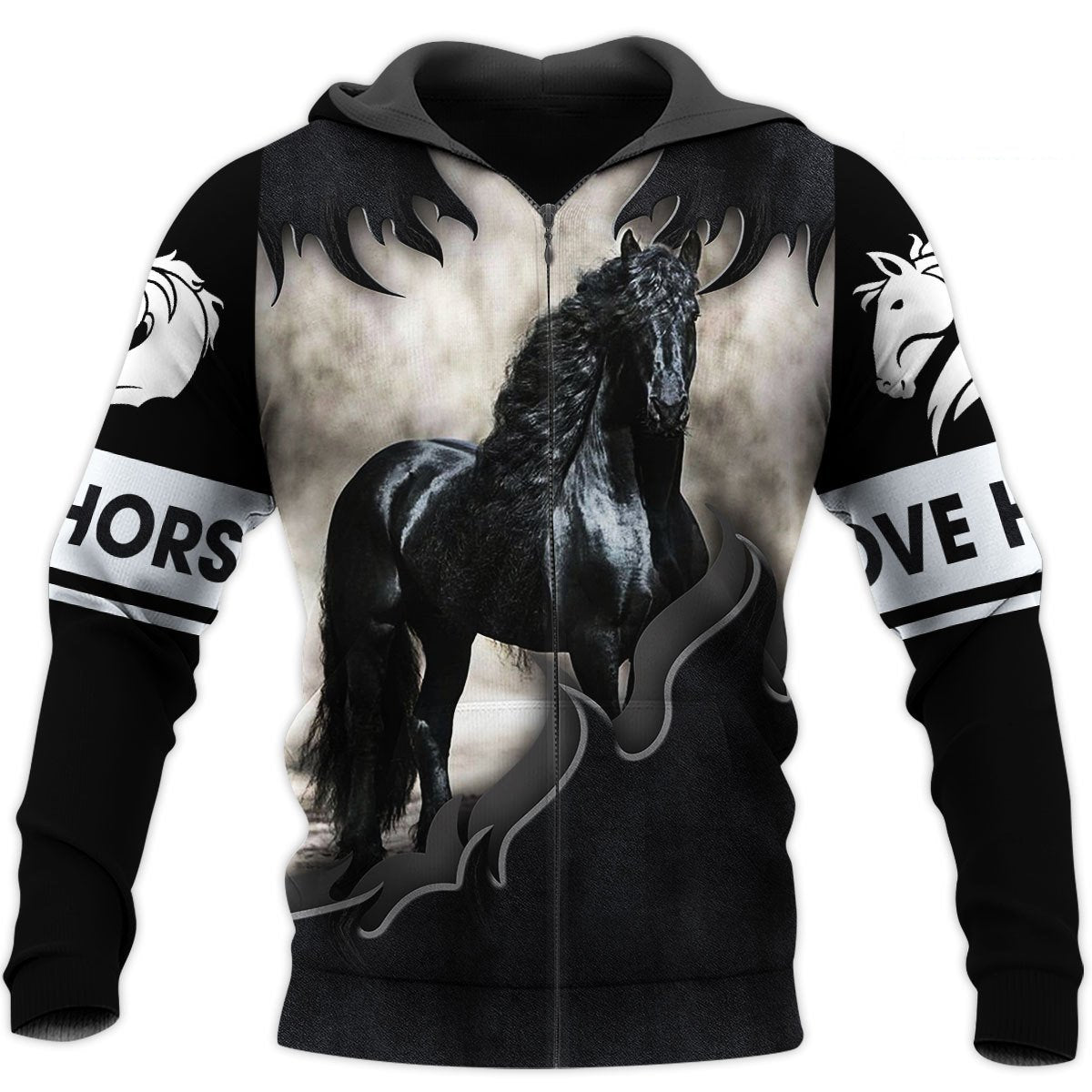 Love Horse 3D All Over Printed Shirts For Men And Women MP130404-Apparel-MP-Zipped Hoodie-S-Vibe Cosy™