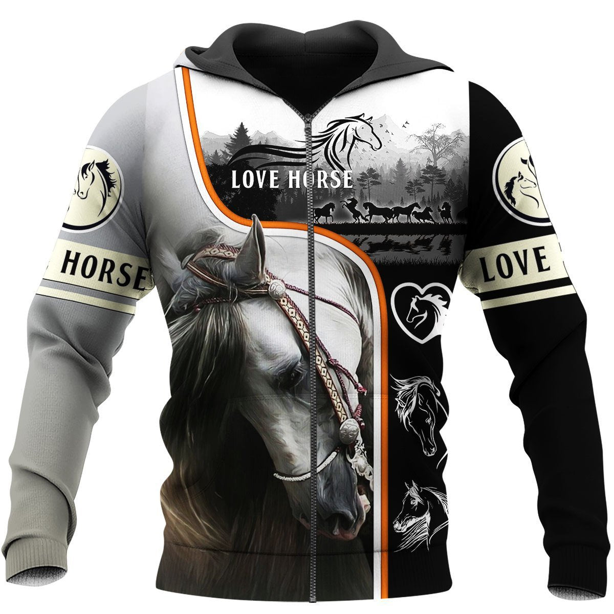 Beautiful Horse 3D All Over Printed Shirts For Men And Women MP130408-Apparel-MP-Zipped Hoodie-S-Vibe Cosy™