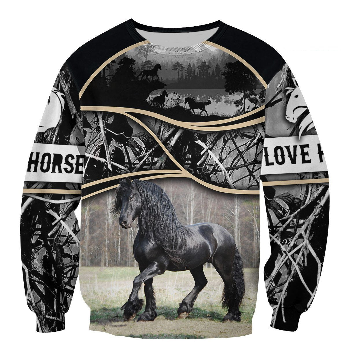 Love Horse 3D All Over Printed Shirts For Men And Women MP130412-Apparel-MP-Sweatshirts-S-Vibe Cosy™