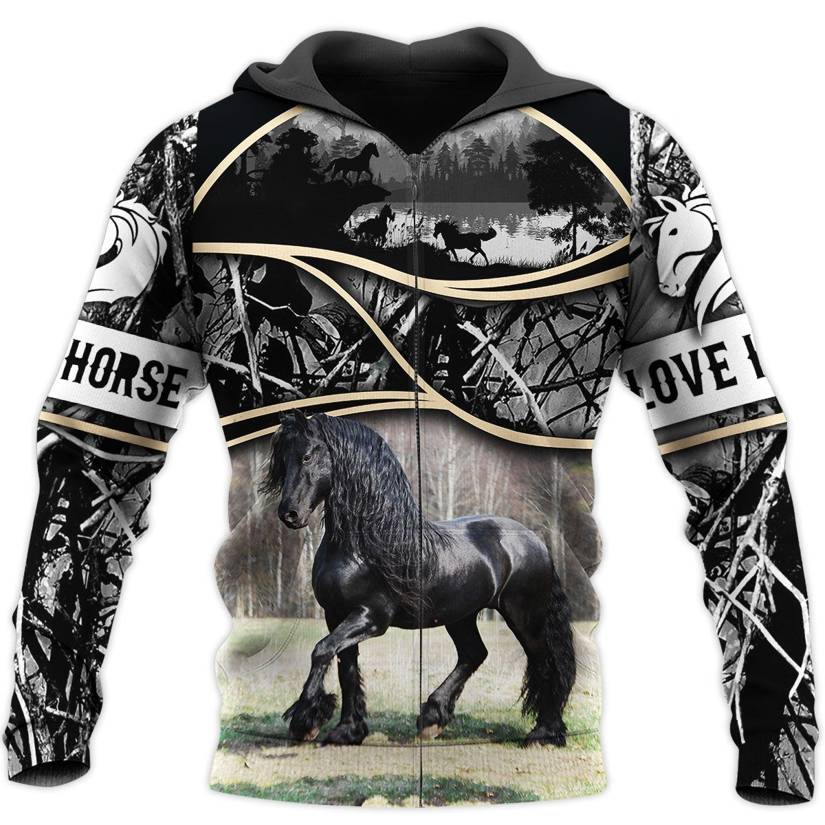 Love Horse 3D All Over Printed Shirts For Men And Women MP130412-Apparel-MP-Zipped Hoodie-S-Vibe Cosy™