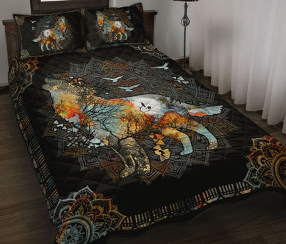 Vintage Mandala Wolf Quilt Bedding Set MP27052001-Quilt-MP-Twin-Vibe Cosy™