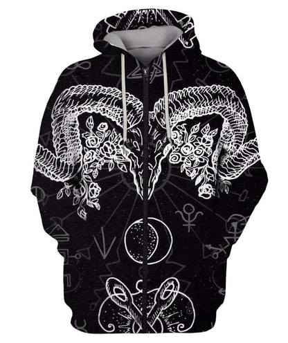 DEVILS HEAD WITH HORNS MP768-Apparel-MP-zip-up hoodie-S-Vibe Cosy™