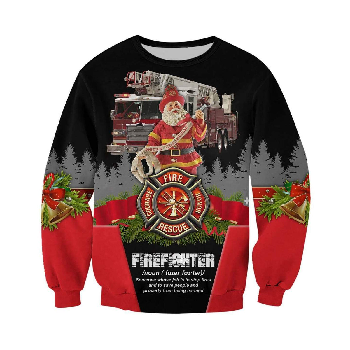 SANTA FIREFIGHTER 3D ALL OVER PRINTED SHIRTS MP827-Apparel-MP-Hoodie-S-Vibe Cosy™