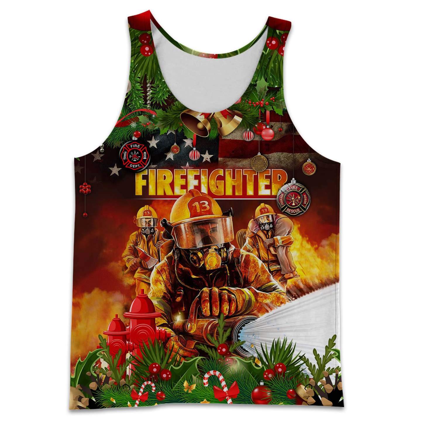 CHRISTMAS FIREFIGHTER 3D ALL OVER PRINTED SHIRTS MP830-Apparel-MP-Hoodie-S-Vibe Cosy™