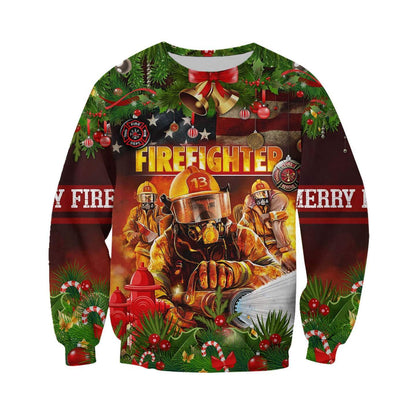 CHRISTMAS FIREFIGHTER 3D ALL OVER PRINTED SHIRTS MP830-Apparel-MP-Hoodie-S-Vibe Cosy™