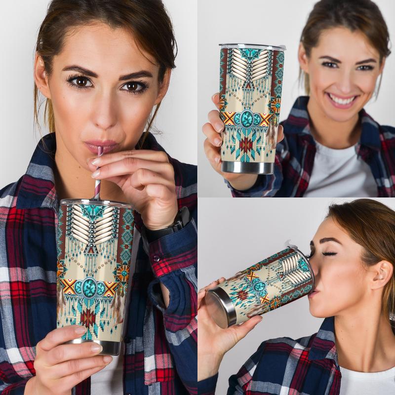Native American Pattern Tumbler-RoosterArt-Vibe Cosy™