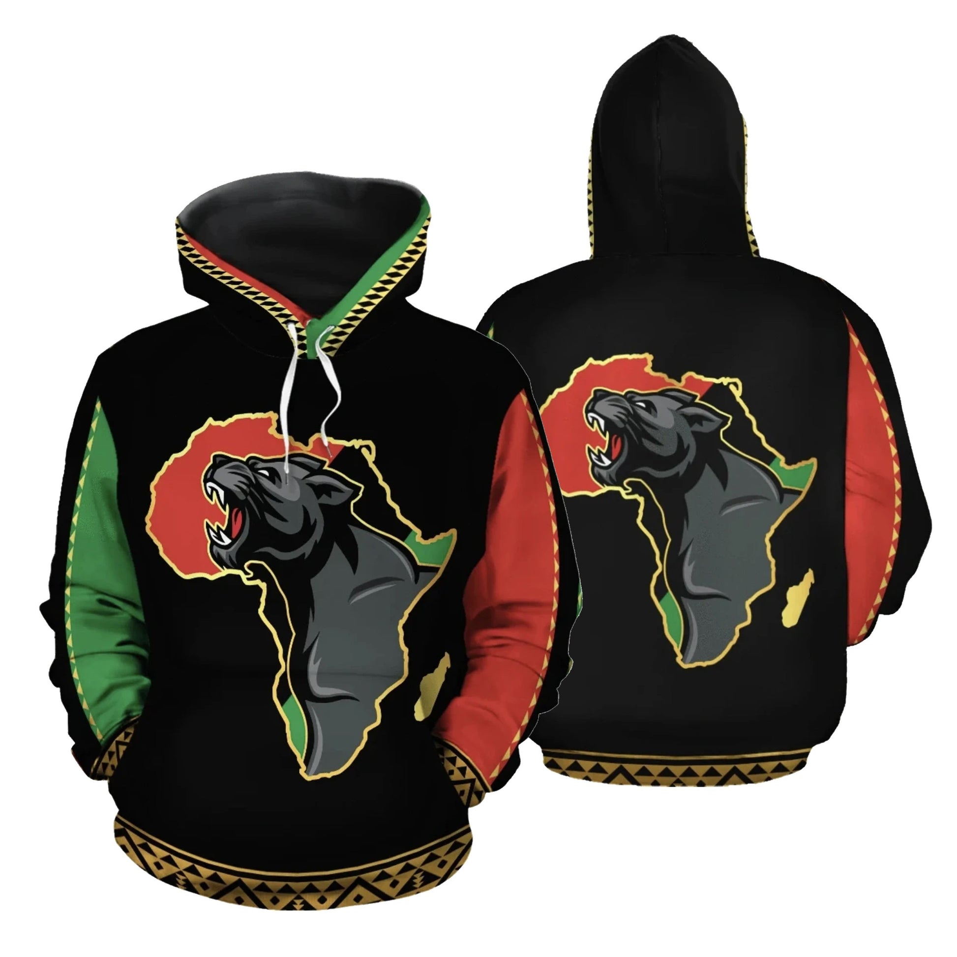 African Hoodie - Panther Africa All Over Hoodie-ALL OVER PRINT HOODIES (A)-HPArt-Women-XS-Black-Vibe Cosy™