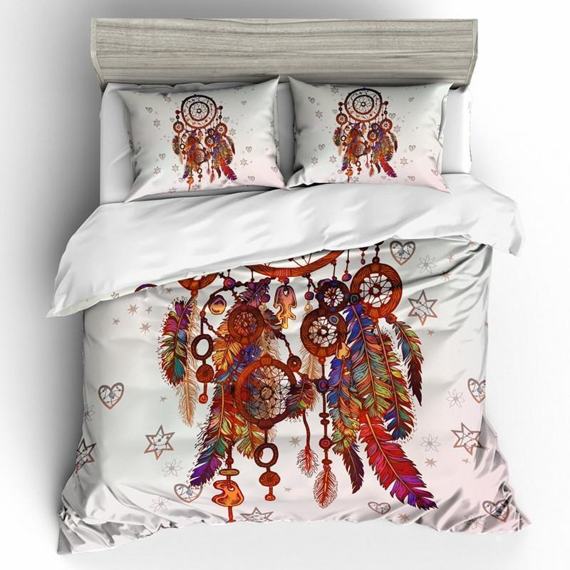 Dream catcher Bedding Set Bohemian Print Duvet Cover set with pillowcase-Bedding Set-6teenth Outlet-Plum-US Full-Vibe Cosy™